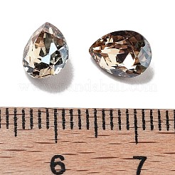 K9ガラスラインストーンカボション  尖ったバック＆バックメッキ  ティアドロップ  黄金の影  8x6x3.5mm&nbsp;GLAA-H034-03B-001GS