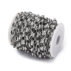 304ステンレススチールテクスチャーローロチェーン  スプールで  ハンダ付け  ステンレス鋼色  10x7x3mm  約32.81フィート（10m）/ロール&nbsp;STAS-P386-08P