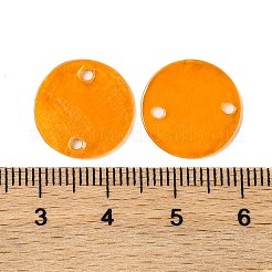 スプレー塗装された天然カピス貝のコネクタチャーム  ディスク  オレンジ  15x1.5mm  穴：1mm&nbsp;BSHE-S304-18D