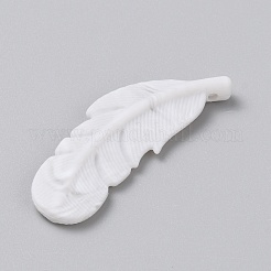 食品グレードの環境に優しいシリコンフォーカルペンダント  羽  ホワイト  56x18x5.5mm  穴：2mm&nbsp;SIL-TAC0015-08A