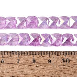 電気メッキ透明クラックルガラスビーズ連売り  長方形  染め  ABカラーメッキ  多面カット  蘭  7x8x5mm  穴：1~1.2mm  約24~27個/連  6.50~7.28インチ（16.5~18.5cm）&nbsp;EGLA-Q135-02A-B05
