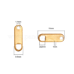 50本のステンレス鋼チェーンエクステンダーコネクター  長方形  ゴールドカラー  11x3.5x1mm  穴：1.1mm&nbsp;STAS-CJ0001-181