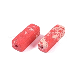 天然ジャスパー染めビーズ  直方体の  レッド  13x4x4mm  穴：1.4mm&nbsp;G-G137-01E
