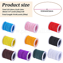 ゴム紐10巻  ラウンド  ミックスカラー  1mm  約5.46ヤード（5m）/ロール  10巻/袋&nbsp;EC-CY0001-03