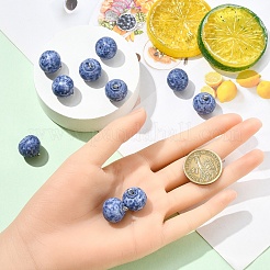 10個のレジンペンダント  ブルーベリー  プラチナメッキ鉄ループ付き  マリンブルー  16.5x16x16mm  穴：2mm&nbsp;RESI-YW0004-69