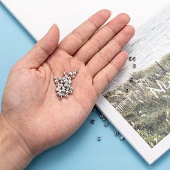 メッキプラスチックアクリルラウンドビーズ  銀メッキ  4mm  穴：1mm  約14000PCS / ponud&nbsp;PACR-L003-4mm-S