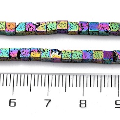 電気メッキされた天然溶岩岩ビーズ連売り  キューブ  虹メッキ  3x3x3mm  穴：1~1.2mm  約133個/連  16.14''（41センチメートル）&nbsp;G-A256-B01-02D