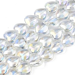 電気メッキガラスビーズセット  ABカラー  ハート  クリアAB  9~10x10x5.5mm  穴：0.8mm  約70~71個/連  25.20インチ〜26.38インチ（64~67cm）&nbsp;X-EGLA-S188-14-B03