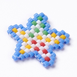 5 個 5 色手作りみゆき日本の種子織機模様シードビーズ  星のペンダント  ミックスカラー  19x20x1.8mm  穴：0.7mm  1pc /カラー&nbsp;PALLOY-MZ00075