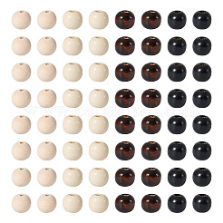 天然木のビーズ  染め  ラウンド  ミックスカラー  12mm  穴：2.5mm  12x10.5mm  穴：3mm  400個/セット&nbsp;WOOD-CD0001-02
