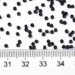ガラスシードビーズ  機械刺繍に適合  不透明色の光沢  ラウンド  ブラック  2x1.5mm  穴：1mm  約30000個/袋&nbsp;SEED-S042-03B-01