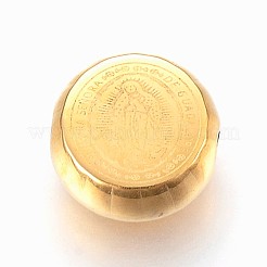 304ステンレススチールビーズ  cssmlndsmd cross godの宗教的なキリスト教とフラットラウンド  ミックスカラー  11x5mm  穴：2mm&nbsp;STAS-F165-53
