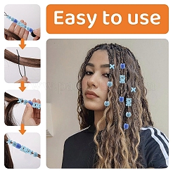 アクリルヘアブレイディングツイストスタイリングツールセット  ヘアドレッドヘアジュエリー  ディープスカイブルー  11.5mm  穴：5mm&nbsp;DIY-FZC0002-01C