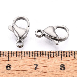 304ステンレススチール製ロブスタークロウ留め金  ステンレス鋼色  13x8x3.9mm  穴：1.6mm&nbsp;STAS-T065-13mm-34P