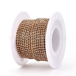 鉄ラインストーンカップチェーン  スプールで  ゴールドカラー  キャメル  2x2x2mm  約30.00フィート（9.14m）/ロール&nbsp;CH-T006-02A-03