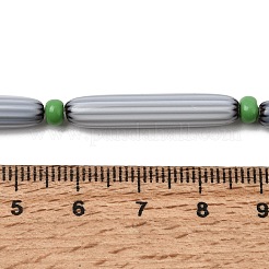 手作りのランプワークシェブロンビーズ  細長い卵形ビーズ  ゲインボロ  28~29.5x4.5~6mm  穴：0.8mm  約13個/連  14.56''~16.14''（37~41センチメートル）&nbsp;LAMP-Z019-01-14