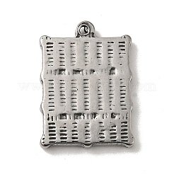 304ステンレスペンダント  十字模様のチャーム付き長方形  アンティークシルバー  21x15x3mm  穴：1.2mm&nbsp;STAS-G278-38AS