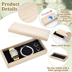 木製収納ボックス  スポンジ付きギフトボックス  アンティークホワイト  長方形  21.5x9.8x4.5cm&nbsp;CON-WH0095-141B