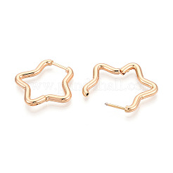304ステンレススチールフープピアス  スター  18KGP本金メッキ  23x23x2.5mm&nbsp;STAS-T074-21G