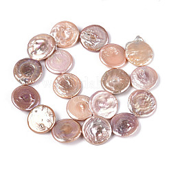天然バロックケシパールビーズ連売り  有核真珠  フラットラウンド  プラム  19~22x3~8mm  穴：0.6mm  約18~20個/連  15.16~15.55インチ（38.5~39.5cm）&nbsp;PEAR-S018-20C