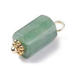 天然フクサイトペンダント  金色の真鍮と合金のパーツ  多面カット  コラム  18x6~7mm  穴：1.8mm&nbsp;PALLOY-JF01371