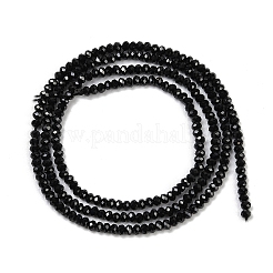 天然石ブラックスピネルビーズ連売り  多面カット  ロンデル  2x2x1~1.5mm  穴：0.5mm  約283個/連  15インチ&nbsp;G-P553-F08-01