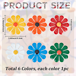 鉄製壁飾り6個  家の装飾のための  花  ミックスカラー  96x93x1mm&nbsp;AJEW-CN0006-29