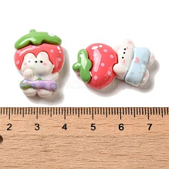 不透明樹脂デコデンカボション  イチゴウサギのミックスシェイプ  ミックスカラー  26~31.5x20~22x8~9mm&nbsp;RESI-E053-06