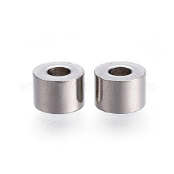 変色しにくい201ステンレススチールビーズ  コラム  ステンレス鋼色  6x4mm  穴：2.5mm&nbsp;STAS-I117-19P