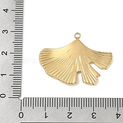 304ステンレスペンダント  銀杏の葉のチャーム  PVD真空メッキ  18KGP本金メッキ  23.5x31x2mm  穴：1.6mm&nbsp;STAS-P380-41G