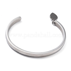 変色しにくい304ステンレススチール製カフバングル  ハートペンダント  ステンレス鋼色  幅1/4インチ（0.6cm）  内径：1-3/4 ~ 2-3/8インチ（4.3~5.9cm）&nbsp;STAS-C023-01