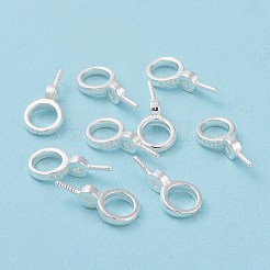 スターリングシルバー製スクリューアイペグベイル925個  リング  片穴ビーズ  銀  12x6x3mm  穴：4mm  ピン：0.7mm&nbsp;STER-D035-46S