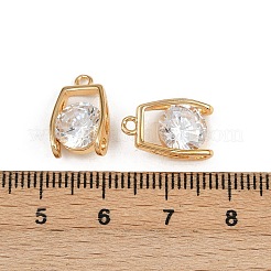 真鍮の舗装キュービックジルコニアペンダント  長方形チャーム  18KGP本金メッキ  15x9x4mm  穴：1.5mm&nbsp;KK-C115-04G