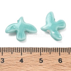 手作りの陶器ビーズ  平和の鳩  光沢釉の磁器  ターコイズ  17~17.5x13.5~14x4.5~5mm  穴：1.6~1.8mm&nbsp;PORC-D013-01G