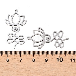 ステンレスペンダント201個  蓮の花のウナロメチャーム  ステンレス鋼色  27.5x15.5x1mm  穴：1.4mm&nbsp;LS-STAS-I364-04P
