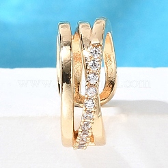真鍮製クリアキュービックジルコニアカフイヤリング  2層C字型  ゴールドカラー  5.5x11.5x13mm&nbsp;EJEW-Q025-04G