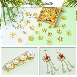100 個 10 スタイル真鍮ビーズキャップ  花  ゴールドカラー  13~21x1.5~5mm  穴：1~1.8mm  10個/スタイル&nbsp;KK-CJ0002-12