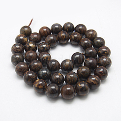 天然石ブロンザイトビーズ連売り  ラウンド  8mm  穴：1mm  約45~48個/連  15.2インチ&nbsp;G-G212-8mm-42