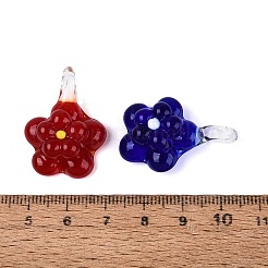 手作りランプワークペンダント  花のチャーム  ミックスカラー  29~32x20~22x11~13mm  穴：4~5.5mm&nbsp;LA-N048-11