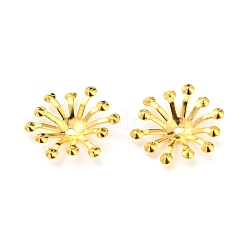 アイアン製ビーズキャップ  花  ゴールドカラー  12~14x3.5mm  穴：1.5mm&nbsp;IFIN-D001-G