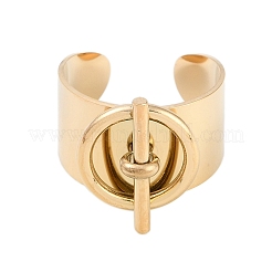 304ステンレススチール製円形・棒型オープンカフリング  女性用ワイドバンドリング  18KGP本金メッキ  18mm  調整可能&nbsp;RJEW-C095-01G