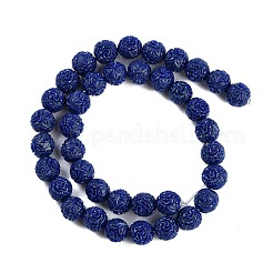 合成サンゴ彫刻ビーズ連売り  染め  ラウンド  ブルー  10mm  穴：1.2mm  約37個/連  14.76''（37.5センチメートル）&nbsp;CORA-M001-17