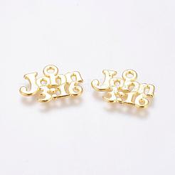 合金のチベット風チャーム  キリスト教のチャーム  ジョン3：16  鉛フリーとニッケルフリー及びカドミウムフリー  ゴールドカラー  18.5x13x1mm  穴：2mm&nbsp;EA9098Y-NFG