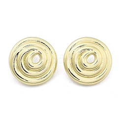 女性のための真鍮のスタッドピアス  フラットラウンド  ゴールドカラー  25mm&nbsp;EJEW-U035-08G