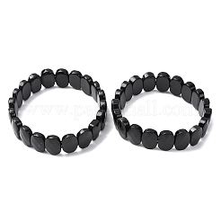 天然黒曜石のファセットビーズストレッチブレスレット（女性用）  オーバル  ビーズ：14x10x5.5mm  内径：2.32インチ（5.9cm）&nbsp;BJEW-K251-07J