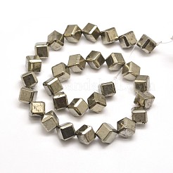 天然黄鉄鉱立方体ビーズ連売り  10x10x10mm  穴：1mm  約28個/連  15.7インチ&nbsp;G-I125-97-10x10mm