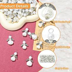 70個 7スタイル ABSプラスチックパールと合金ペンダント  天使  アンティークシルバー  26~33mm  穴：2.5~4mm  10個/スタイル&nbsp;PALLOY-CJ00186