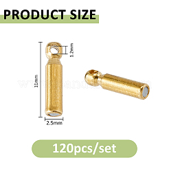 真鍮とシリコンのブローチピンバック120個  ロックピンキーパークラスプ  コラム  ブローチパーツ用  ゴールドカラー  11x2.5mm  穴：0.5mm＆1.2mm&nbsp;KK-FH0008-42