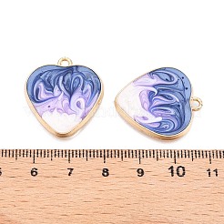 メッキ合金エナメルチャームラック  カドミウムフリー＆ニッケルフリー＆鉛フリー  ライトゴールド  ハートチャーム  スチールブルー  25.5x23x2mm  穴：2mm&nbsp;ENAM-N056-366KCG-05