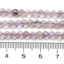 天然石アメジストビーズ連売り  多面カット  ラウンド  4mm  穴：0.8mm  約92~95個/連  14.96~15.16''（38センチメートル）&nbsp;G-G161-A07-03